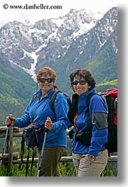 europe, groups, hikers, ingrid, ingrid cercek, mountains, patty, slovenia, snowcaps, sunglasses, vertical, womens, photograph