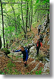 blalock, europe, forests, groups, hikers, hiking, jenna, jim, lush, men, slovenia, trees, vertical, photograph