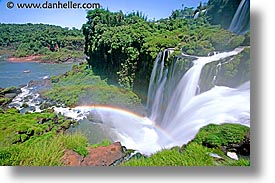 argentina, falls, horizontal, iguazu, latin america, rainbow, slow exposure, water, waterfalls, photograph