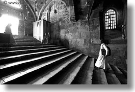 images/MiddleEast/Israel/Jerusalem/ReligiousSites/MarysTomb/monk-walking-up-stairs-1-bw.jpg