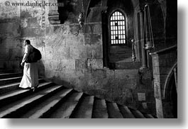 images/MiddleEast/Israel/Jerusalem/ReligiousSites/MarysTomb/monk-walking-up-stairs-2-bw.jpg