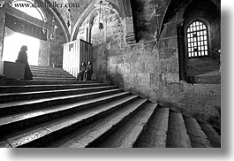 images/MiddleEast/Israel/Jerusalem/ReligiousSites/MarysTomb/nuns-sitting-by-stairs-bw.jpg