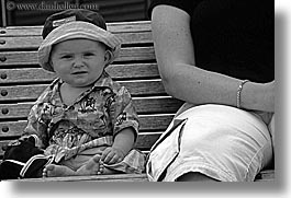 auckland, babies, benches, black and white, horizontal, new zealand, photograph