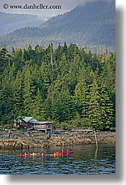 alaska, america, houses, kayakers, ketchikan, north america, united states, vertical, photograph