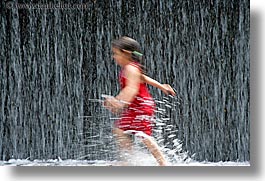 america, chicago, childrens, fountains, girls, horizontal, illinois, north america, people, red, united states, photograph