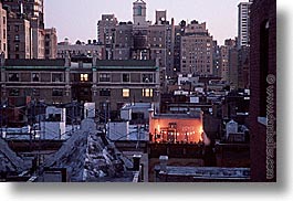 america, balconies, christmas, horizontal, neighborhoods, new york, new york city, north america, united states, photograph